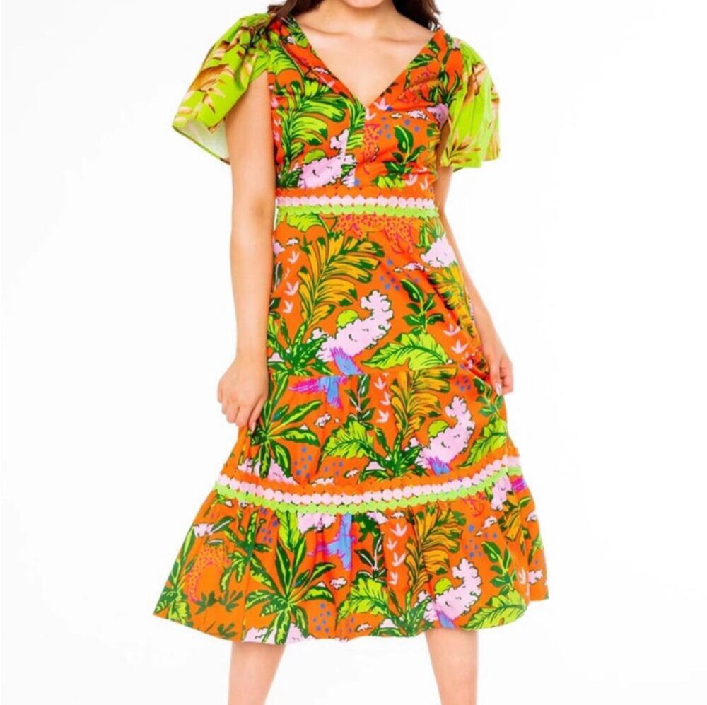 Alden Adair Women Size Medium Jungle Cruise Print Diana Dress v6x